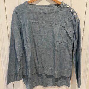 J. Crew Boatneck Chambray Hi-Lo Shirt, 14